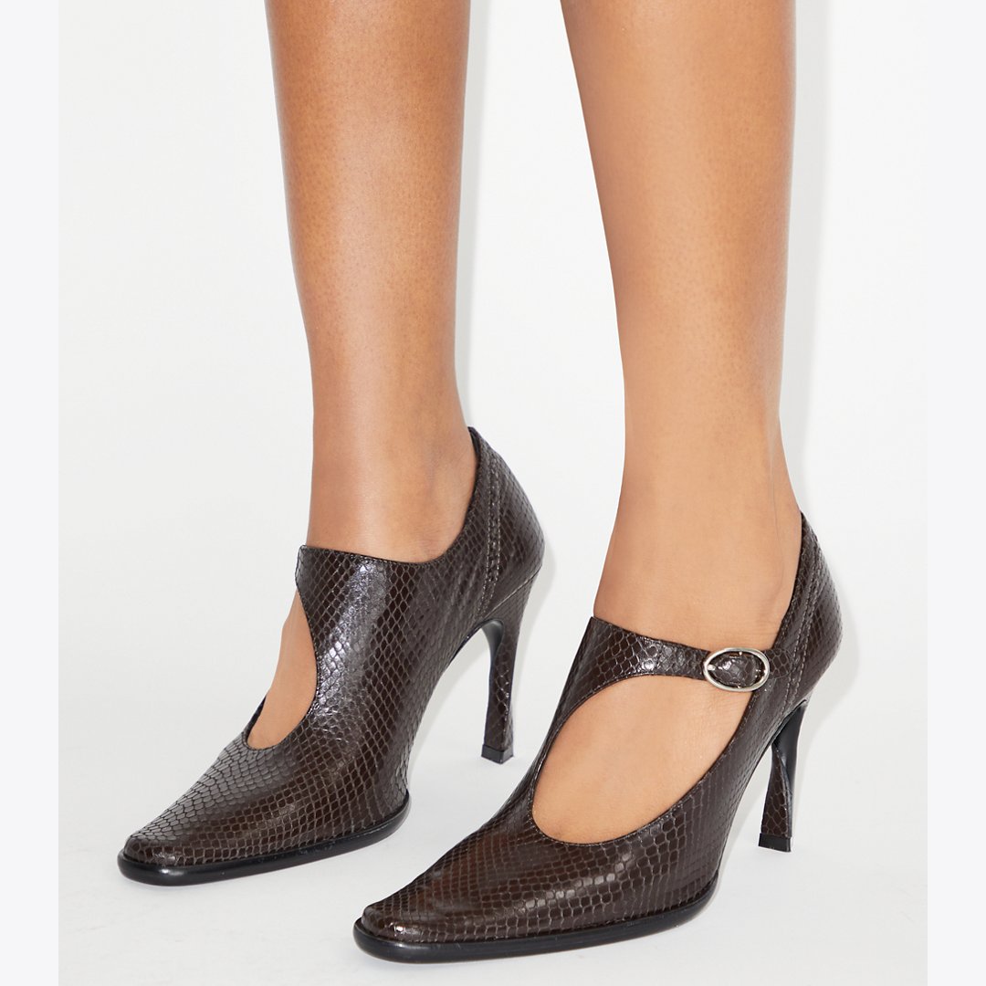 Tory Burch Twisted Heel Monk Strap CHOCOLATE