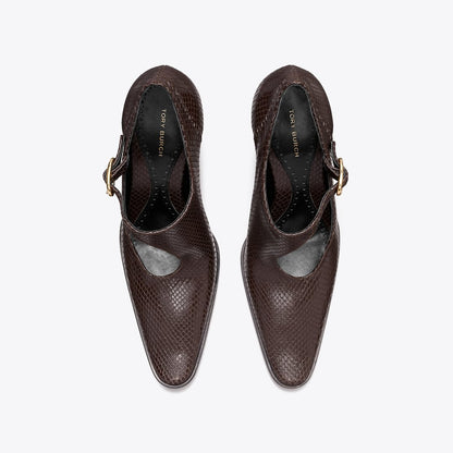 Tory Burch Twisted Heel Monk Strap CHOCOLATE
