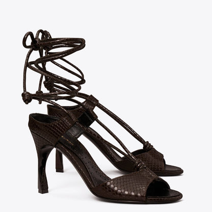 Tory Burch Twisted Heel Sandal CHOCOLATE