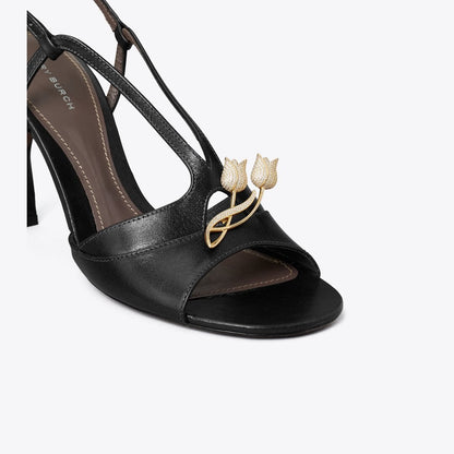 Tory Burch Twisted Heel Sandal BLACK