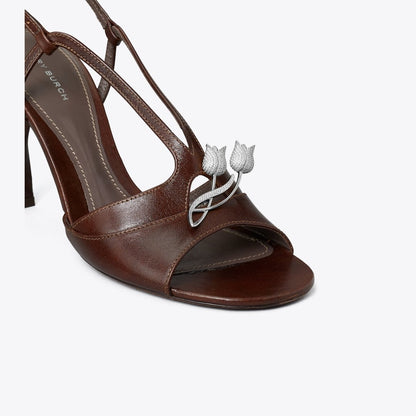 Tory Burch Twisted Heel Sandal BARK BROWN