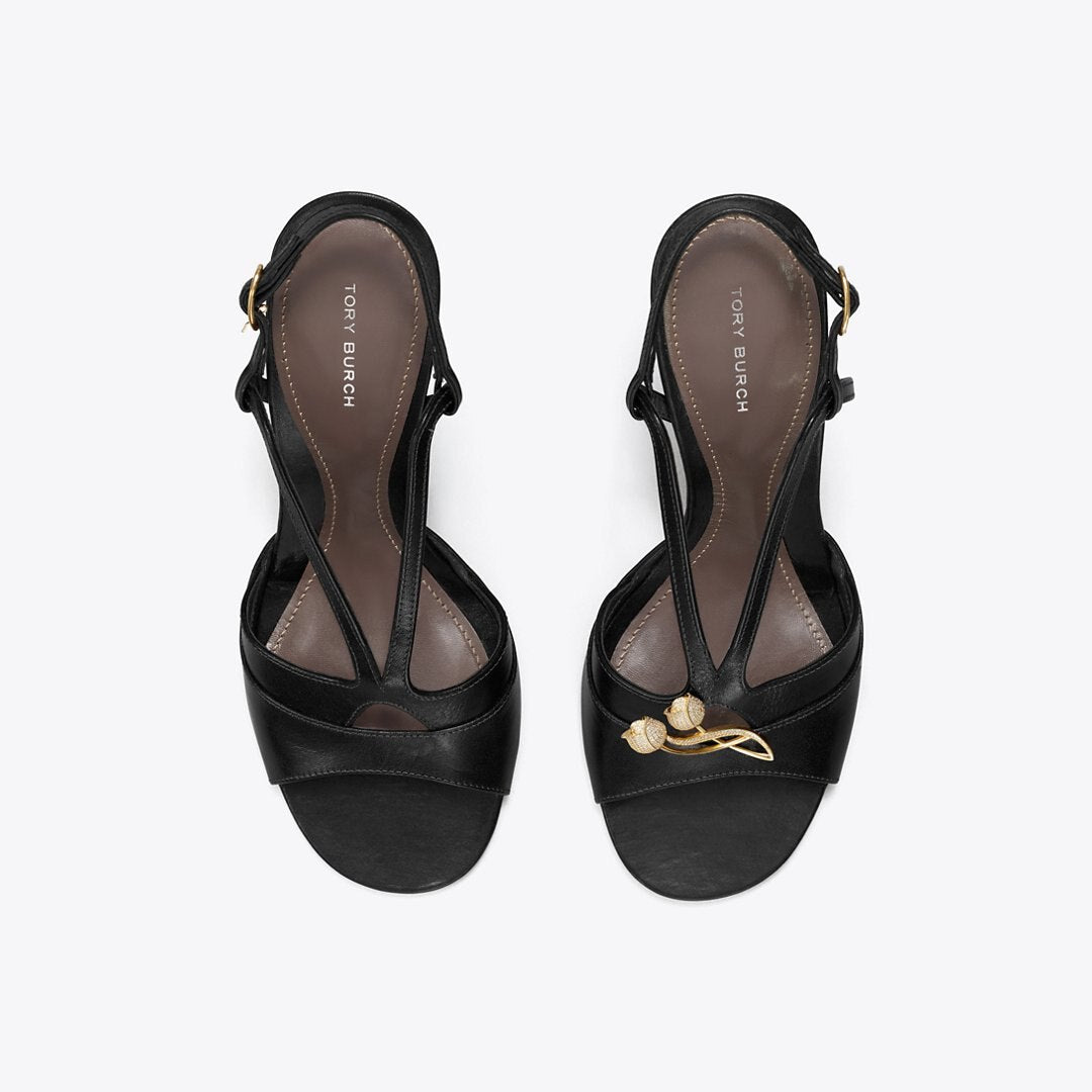 Tory Burch Twisted Heel Sandal BLACK