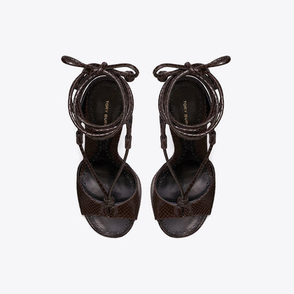 Tory Burch Twisted Heel Sandal CHOCOLATE