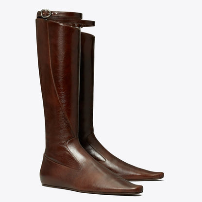 Tory Burch Twisted Riding Boot BARK BROWN
