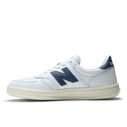 New Balance T500 White with Vintage Indigo