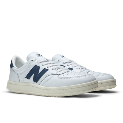 New Balance T500 White with Vintage Indigo