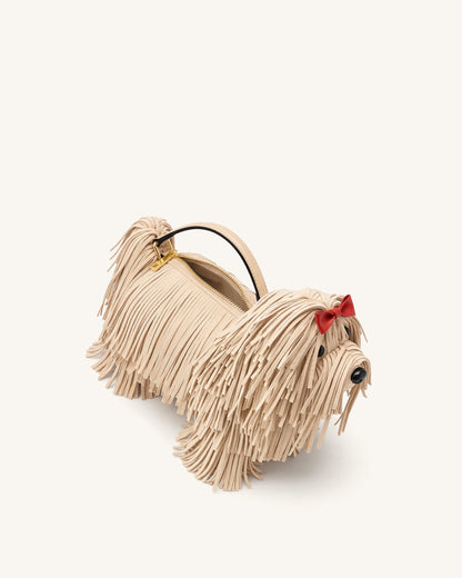 Jw Pei Coco Shaggy Dog Shaped Handle Bag Apricot