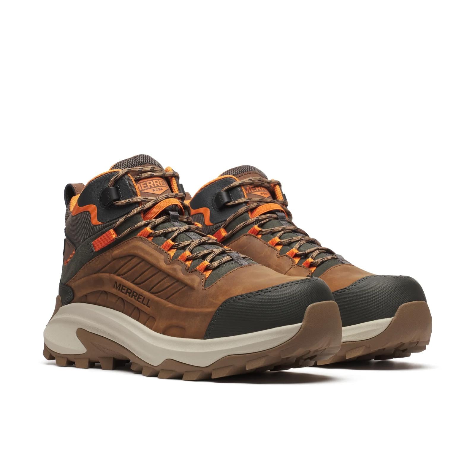 Merrell Men's Moab Speed 2 Mid Waterproof Carbon Fiber Work Boot Light Brown