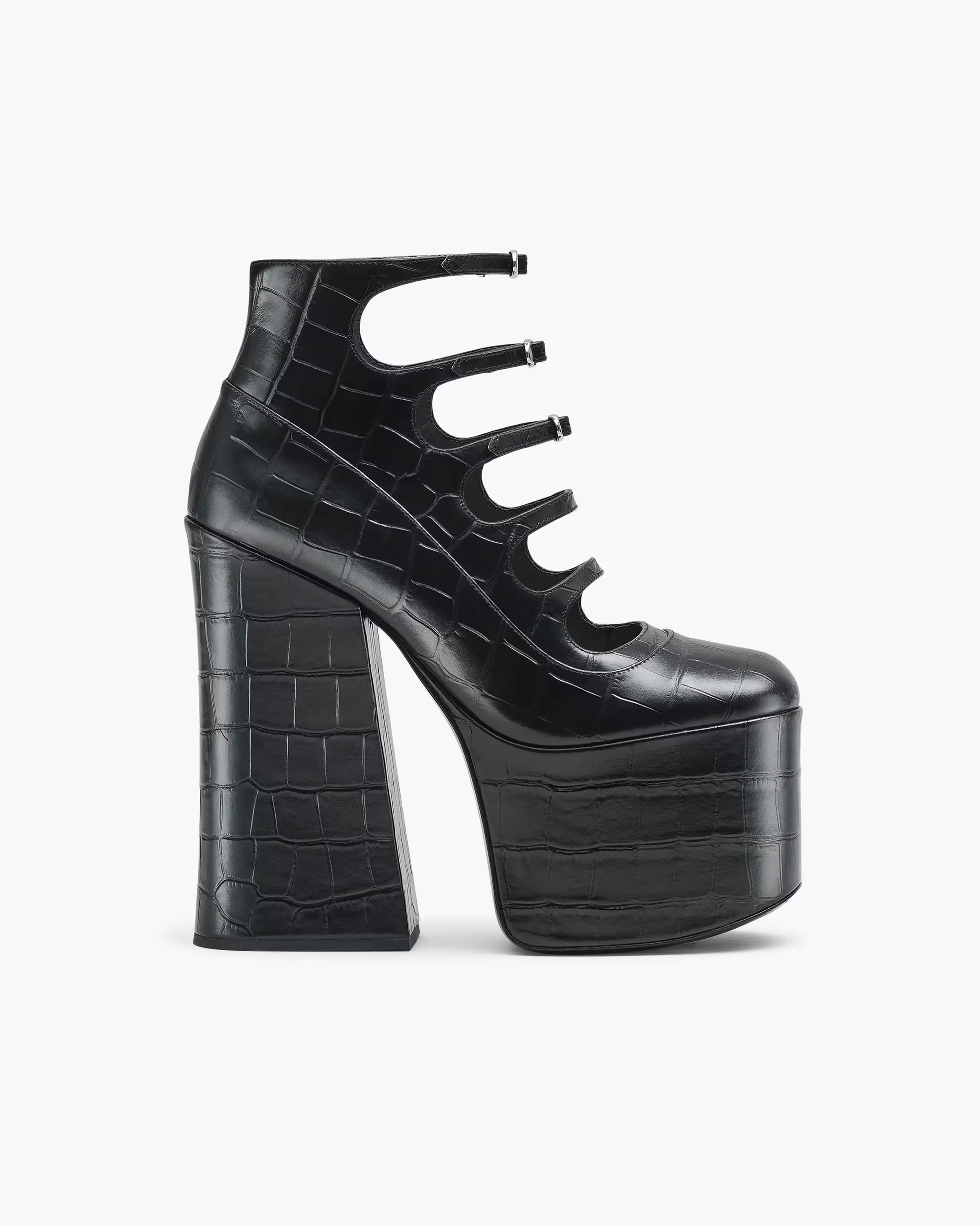 Marc Jacobs The Croc Embossed Kiki Ankle Boot Black