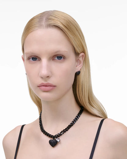 Marc Jacobs The Heart Balloon Pave Necklace Black/Black Crystal