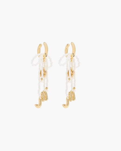 Marc Jacobs The Beaded MJ Balloon Earrnigs Gold/Cream