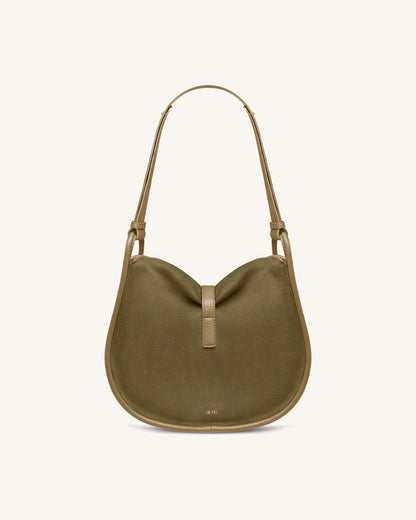 Jw Pei Arla Small Faux Suede Hobo Bag Olive Green