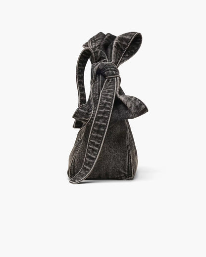 Marc Jacobs The Bow Denim Mini Sack Bag Black Wash