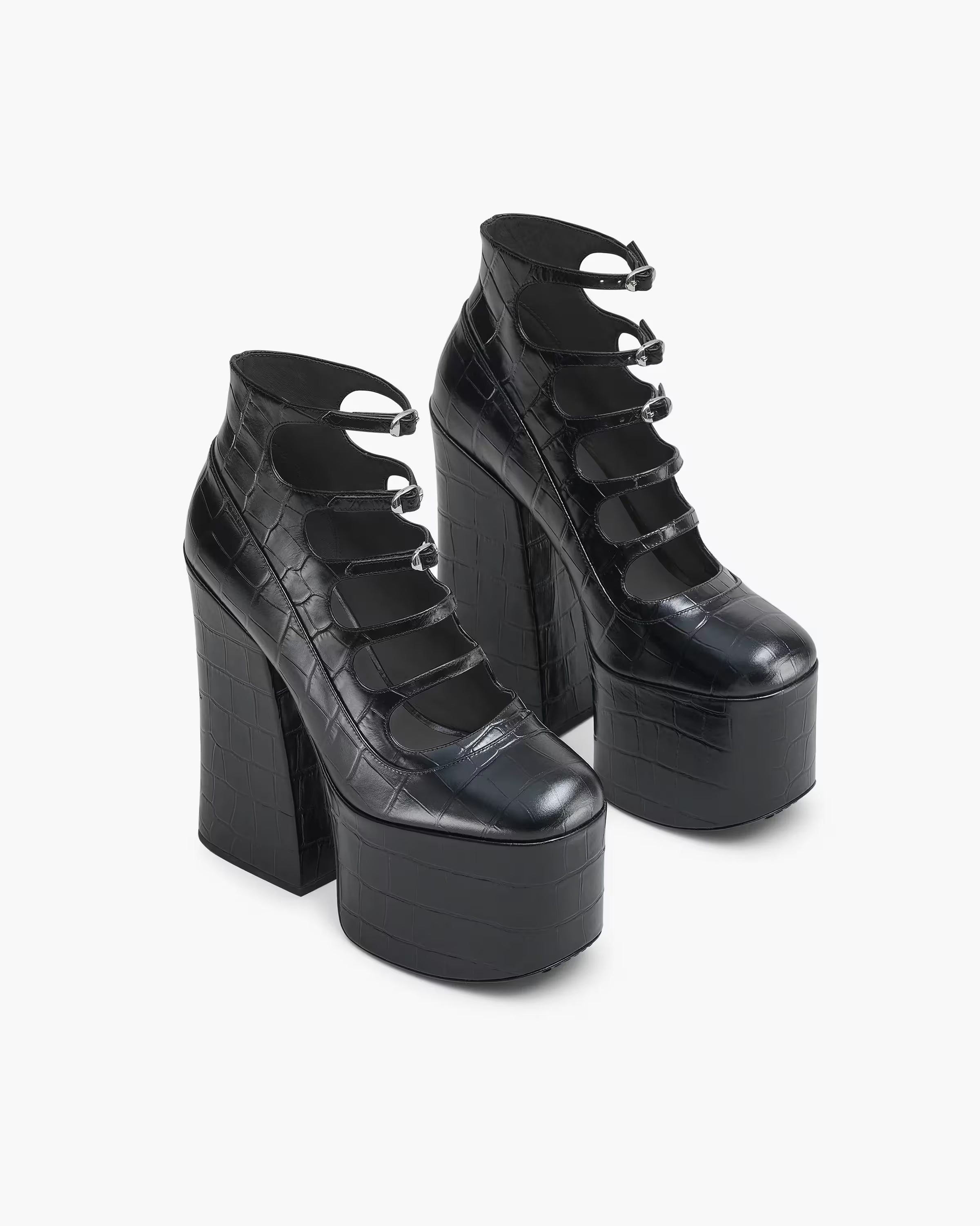 Marc Jacobs The Croc Embossed Kiki Ankle Boot Black