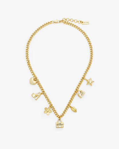 Marc Jacobs The Mini Icon Charm Necklace Light Antique Gold