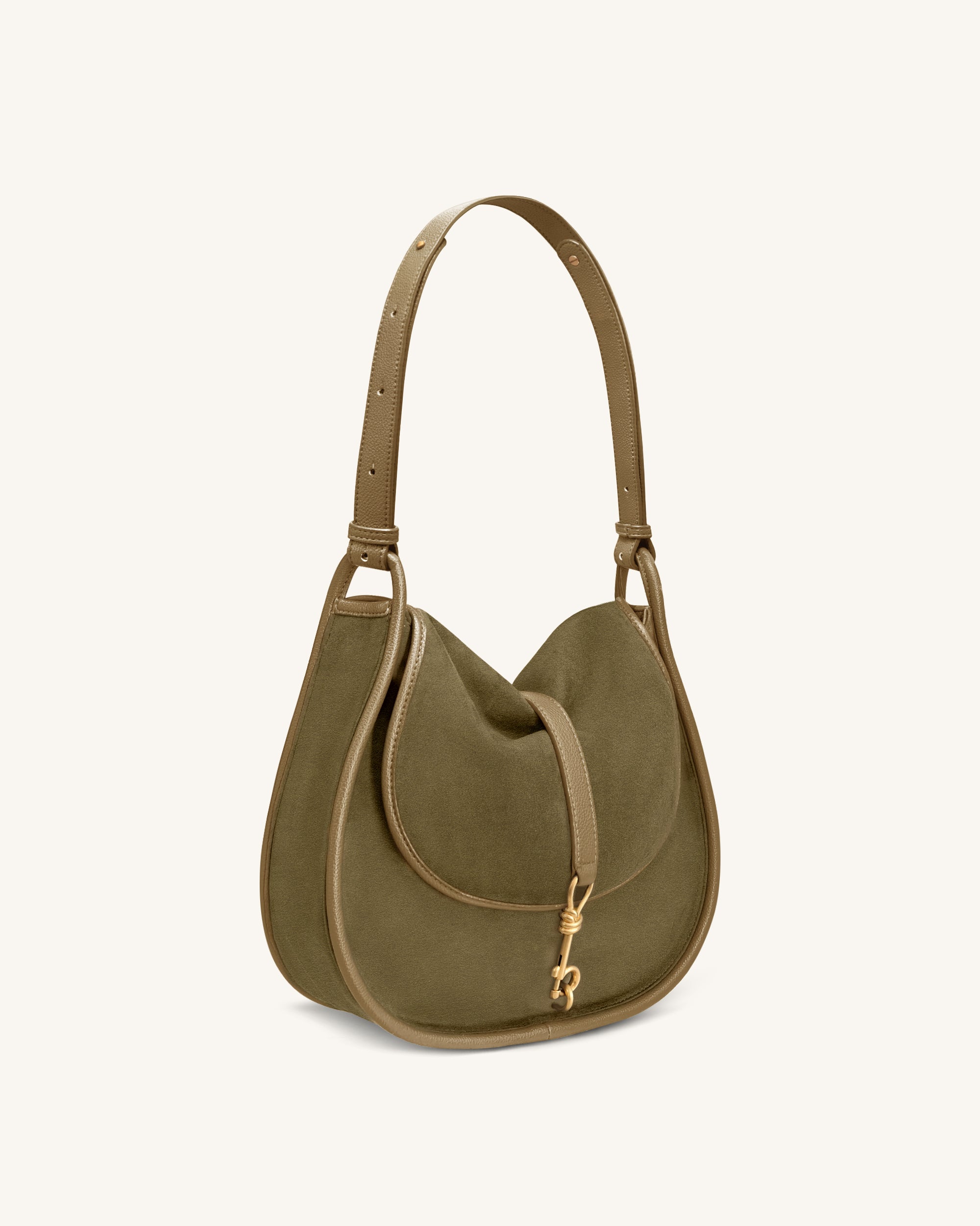 Jw Pei Arla Small Faux Suede Hobo Bag Olive Green