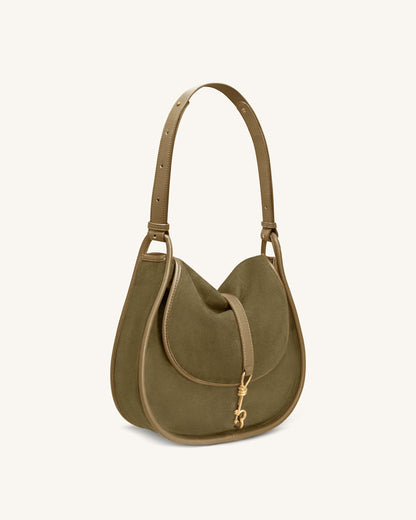 Jw Pei Arla Small Faux Suede Hobo Bag Olive Green