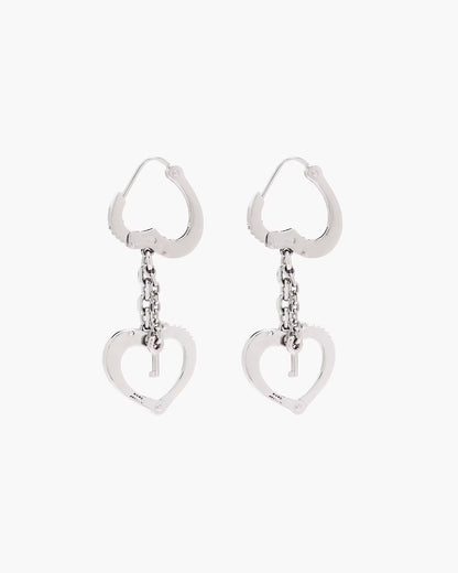Marc Jacobs The Heart Handcuff Earrings Light Antique Silver