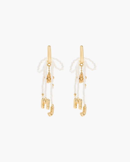 Marc Jacobs The Beaded MJ Balloon Earrnigs Gold/Cream