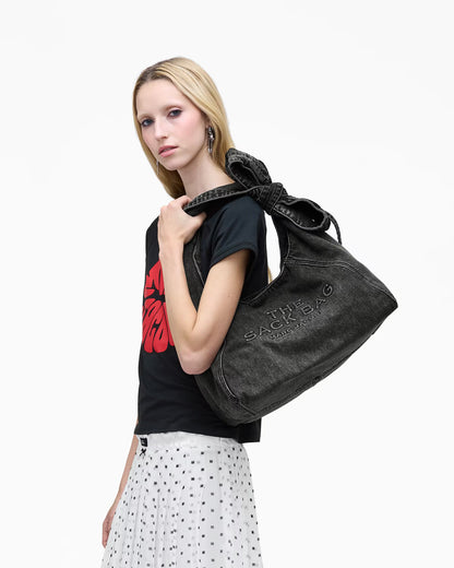 Marc Jacobs The Bow Denim Sack Bag Black Wash