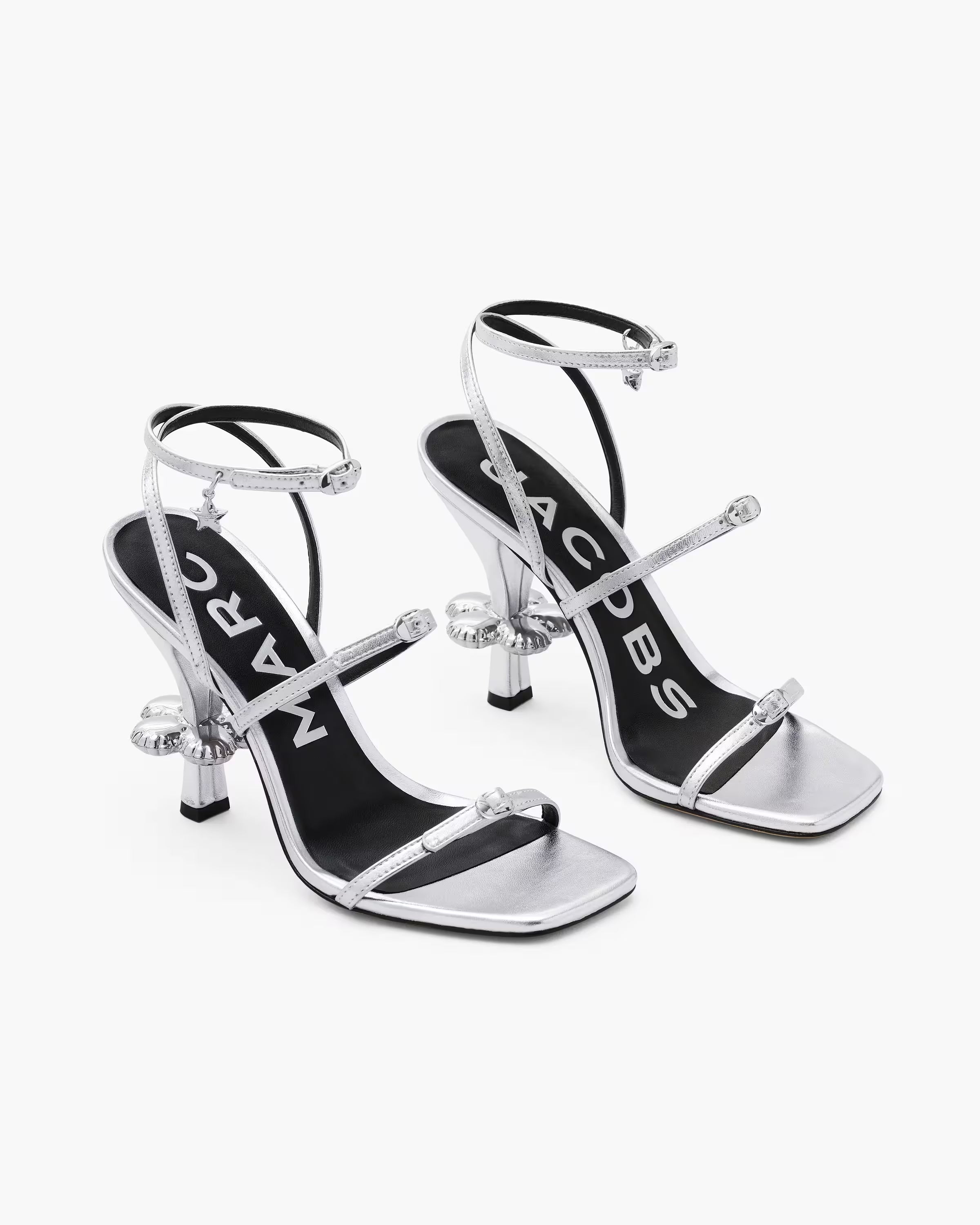 Marc Jacobs The Metallic Leather Daisy Heel Silver