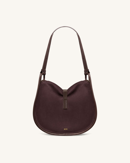 Jw Pei Arla Small Faux Suede Hobo Bag Chocolate