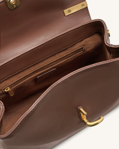 Jw Pei Audrey Flap Lock Top Handle Bag Brown
