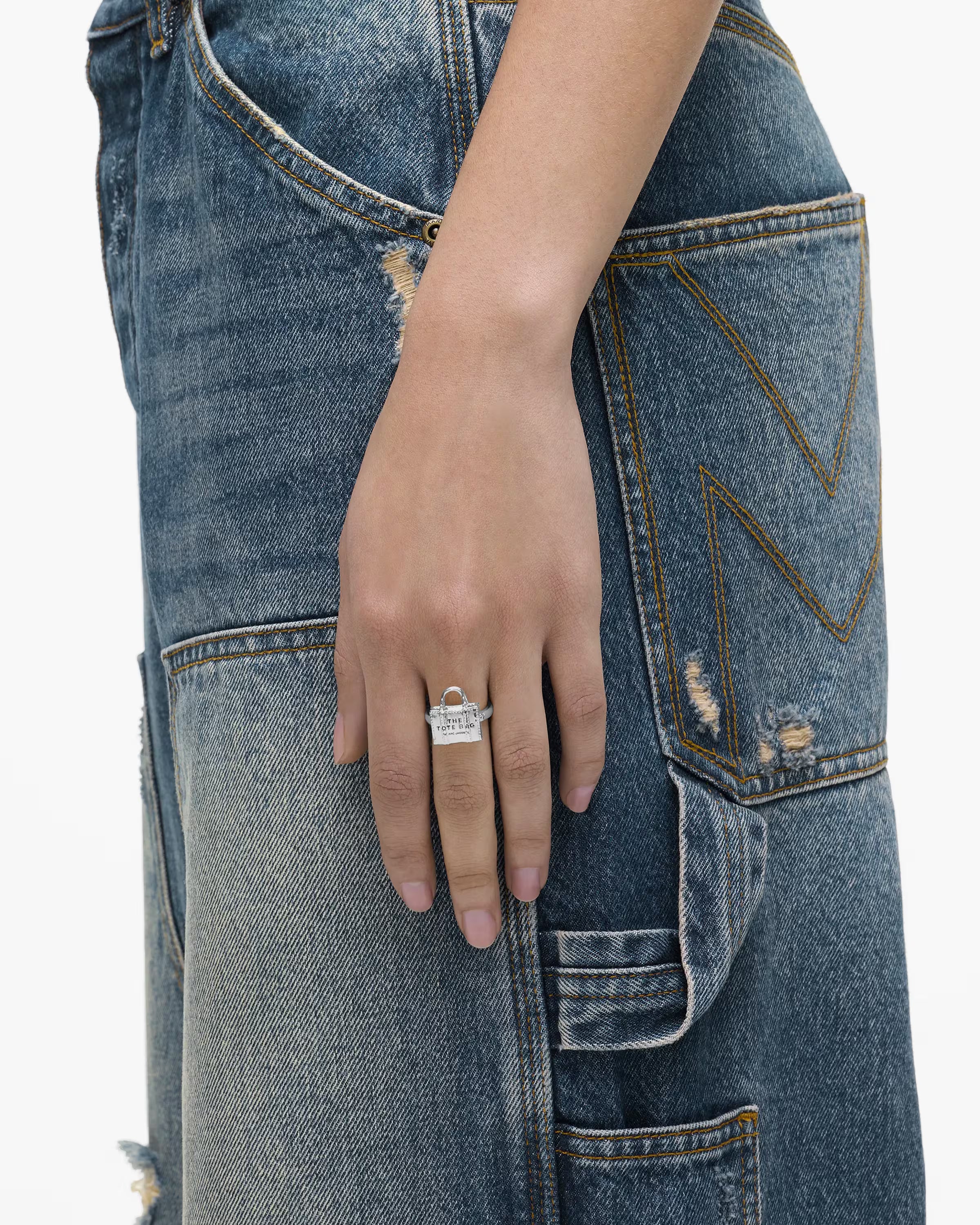 Marc Jacobs The Tote Bag Ring Light Antique Silver