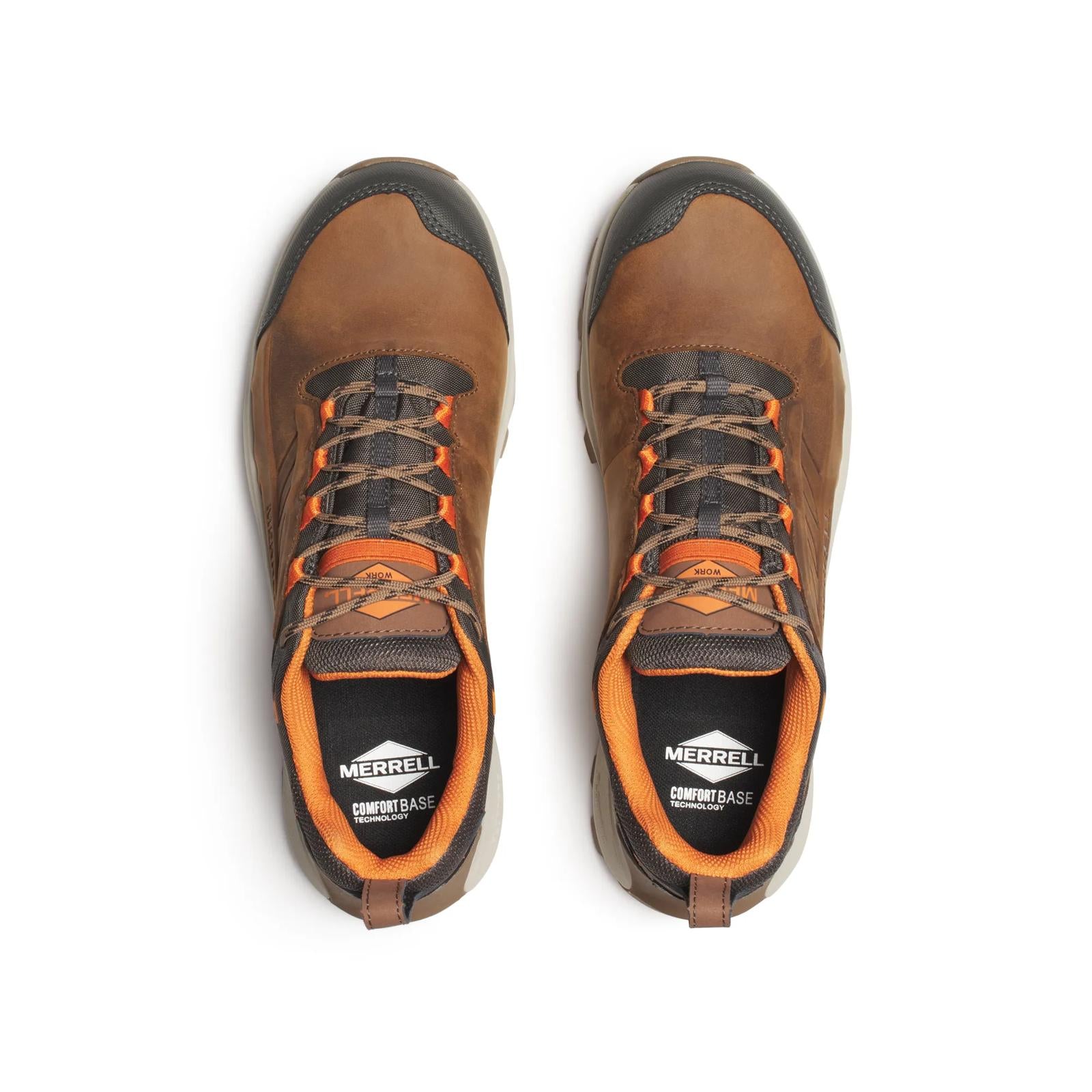 Merrell Men's Moab Speed 2 Waterproof Carbon Fiber Work Shoe Wide Width Light Brown