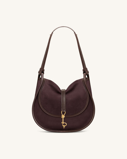 Jw Pei Arla Small Faux Suede Hobo Bag Chocolate