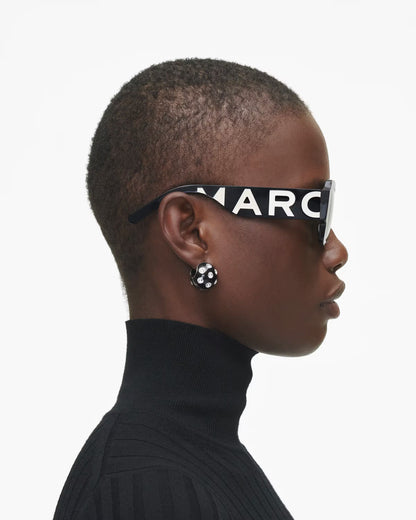Marc Jacobs The Bold Logo Square Sunglasses Black/White