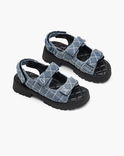 Marc Jacobs The Quilted Denim Sunny Sandal Light Wash Indigo