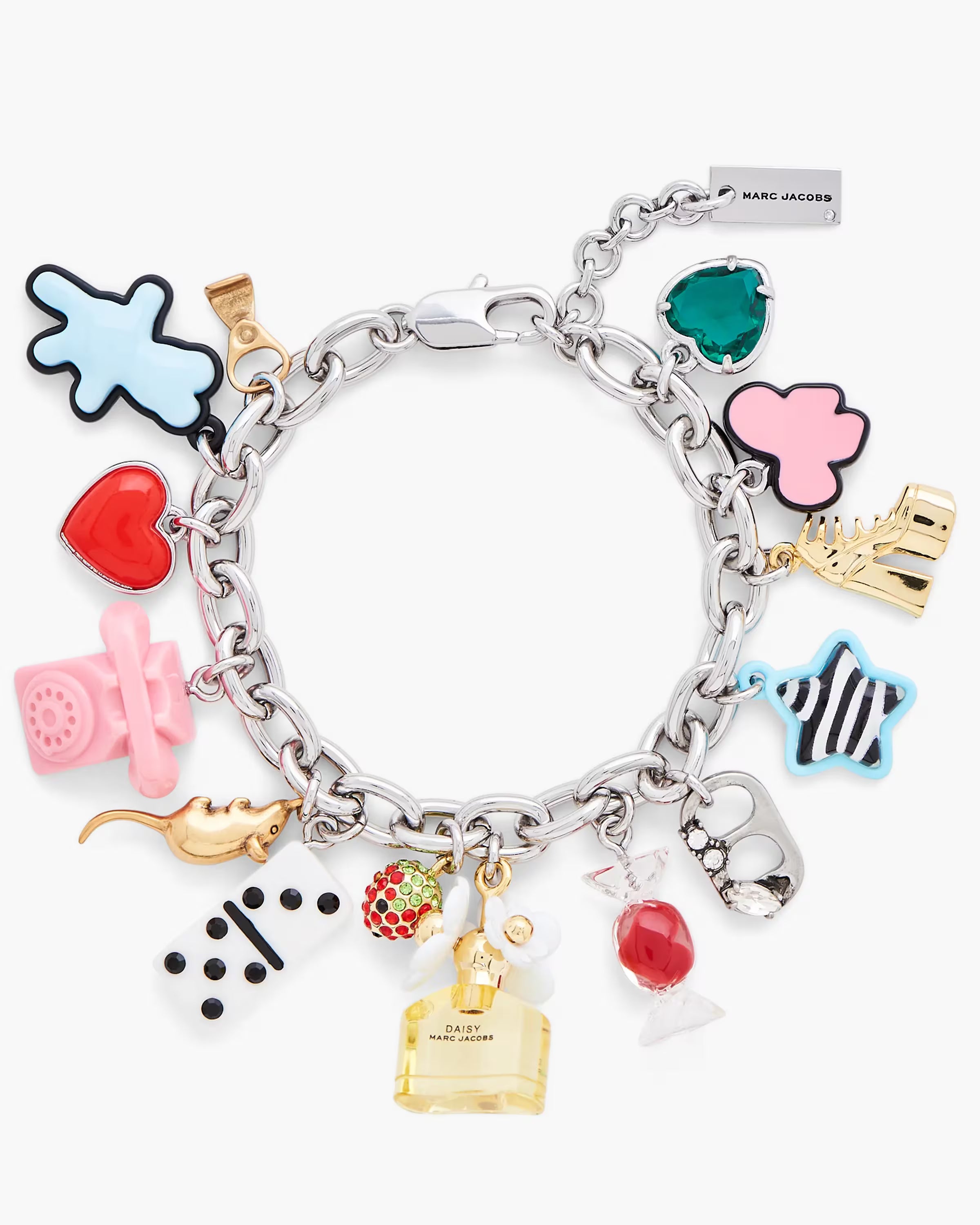 Marc Jacobs The Sticker Charm Statement Bracelet Silver Multi