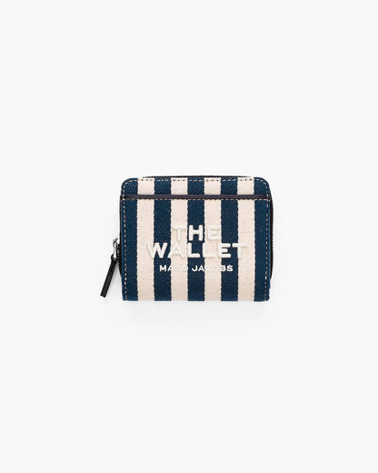Marc Jacobs The Stripe Canvas Mini Compact Wallet Blue Sea Multi