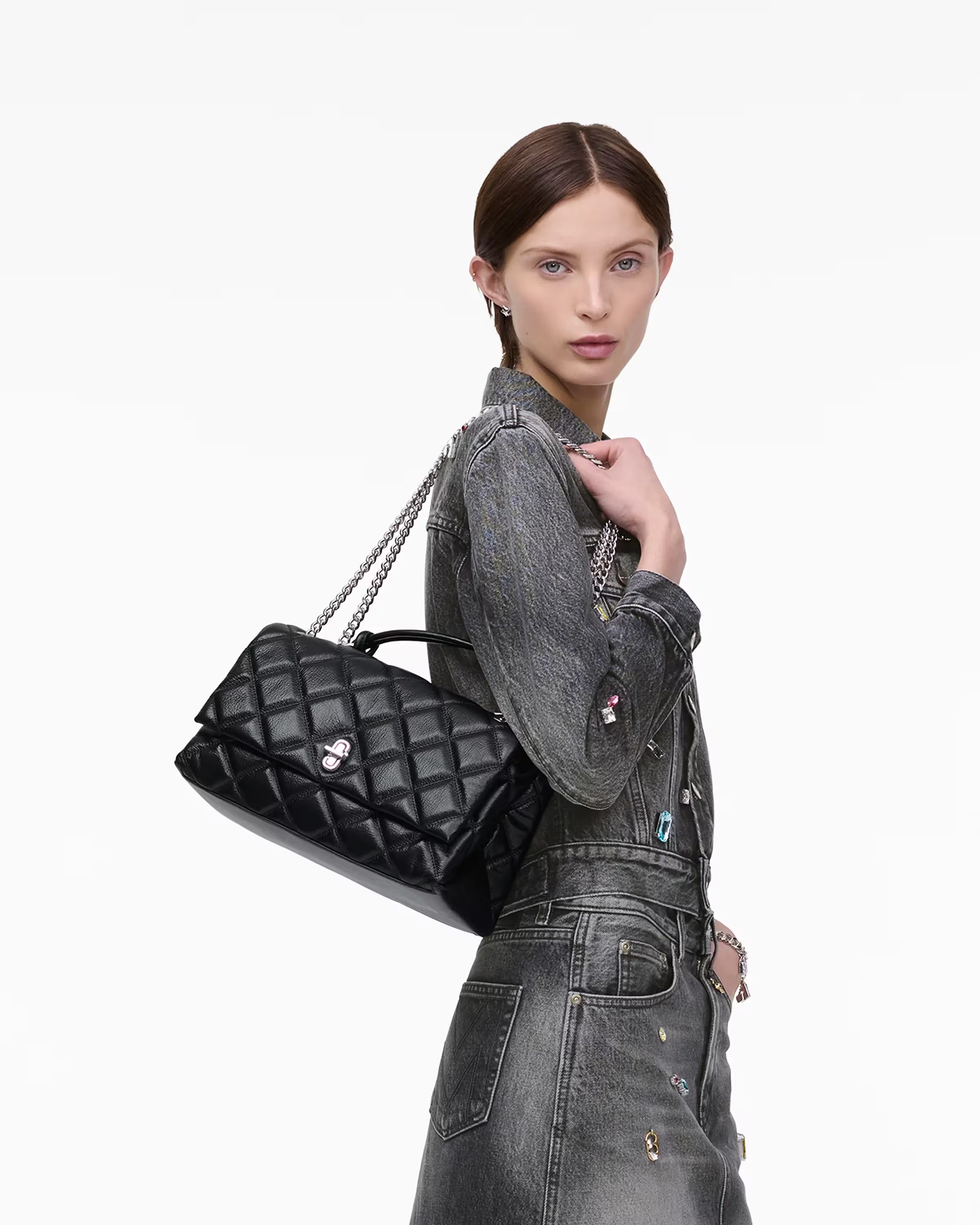 Marc Jacobs The Quilted Dual Convertible Shoulder Bag Black