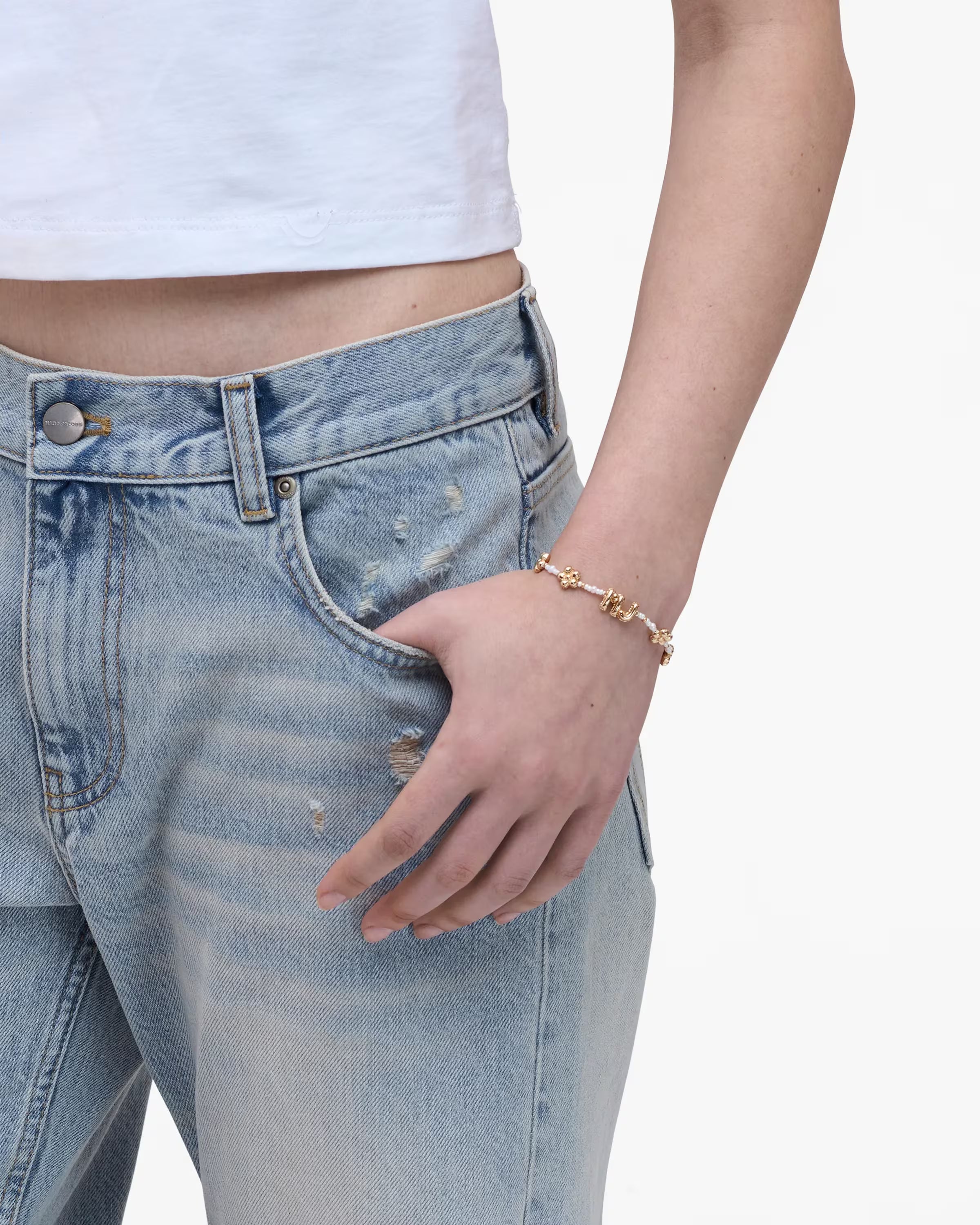 Marc Jacobs The Beaded Mj Balloon Bracelet Gold/Cream