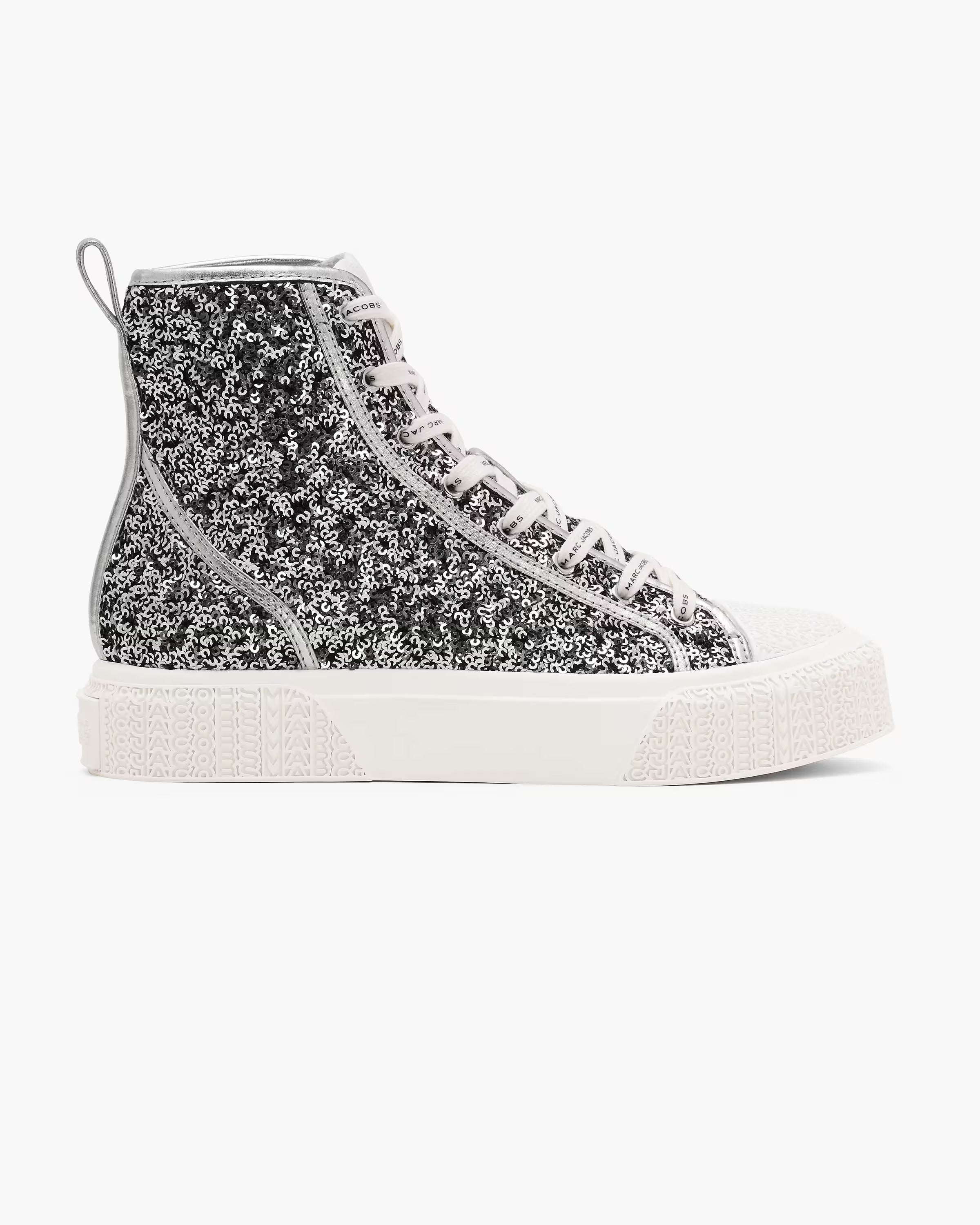 Marc Jacobs The Sequin High Top Sneaker Silver