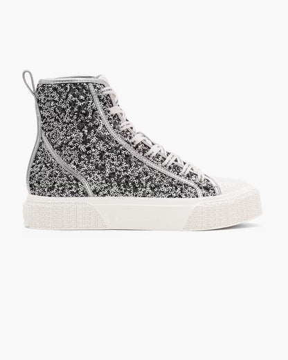 Marc Jacobs The Sequin High Top Sneaker Silver