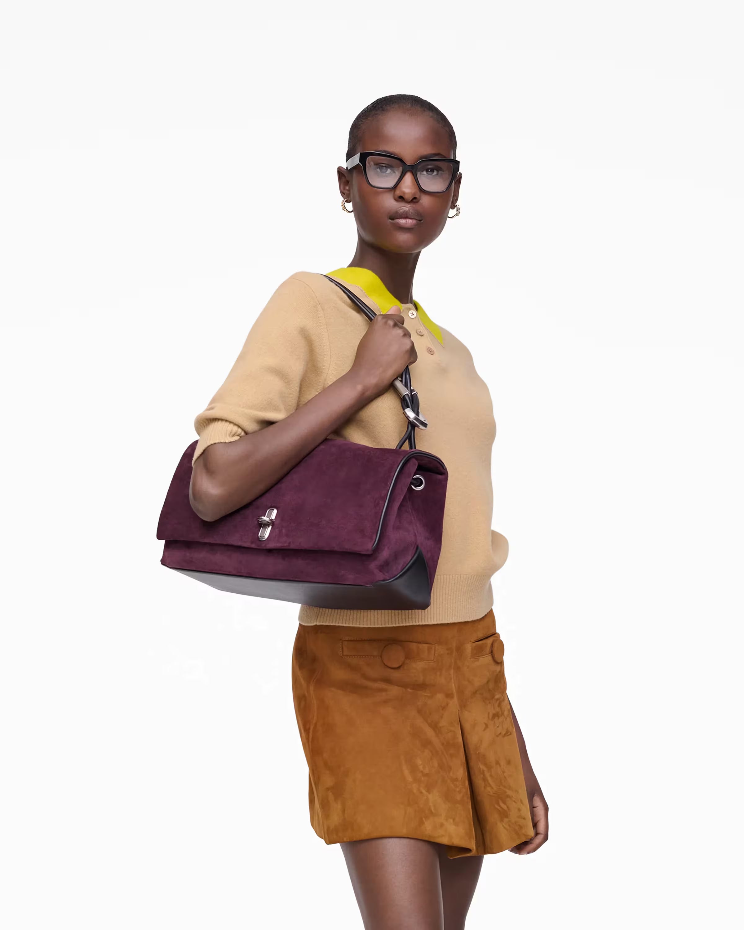 Marc Jacobs The Suede Large Dual Dark Plum