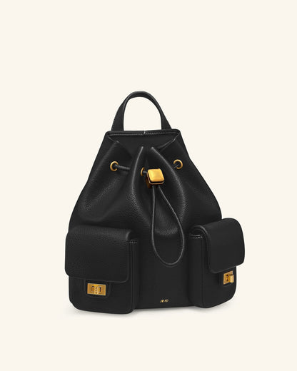Jw Pei Avery Pebbled Drawstring Utility Backpack – Black
