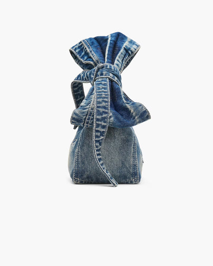 Marc Jacobs The Bow Denim Mini Sack Bag Medium Wash Indigo
