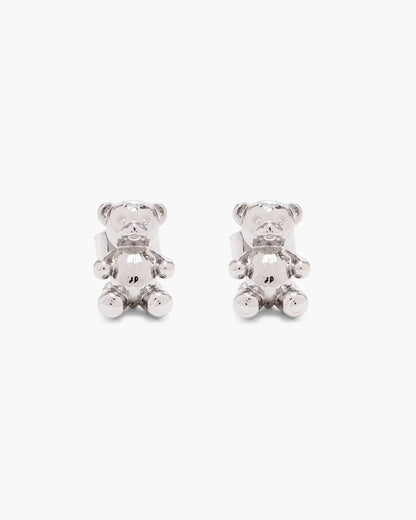 Marc Jacobs The Teddy Bear Stud Earrings Light Antique Silver