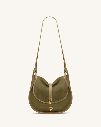 Jw Pei Arla Small Faux Suede Hobo Bag Olive Green