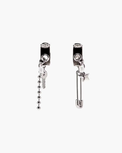 Marc Jacobs The Punk Beauty Charm Earrings Silver/Black