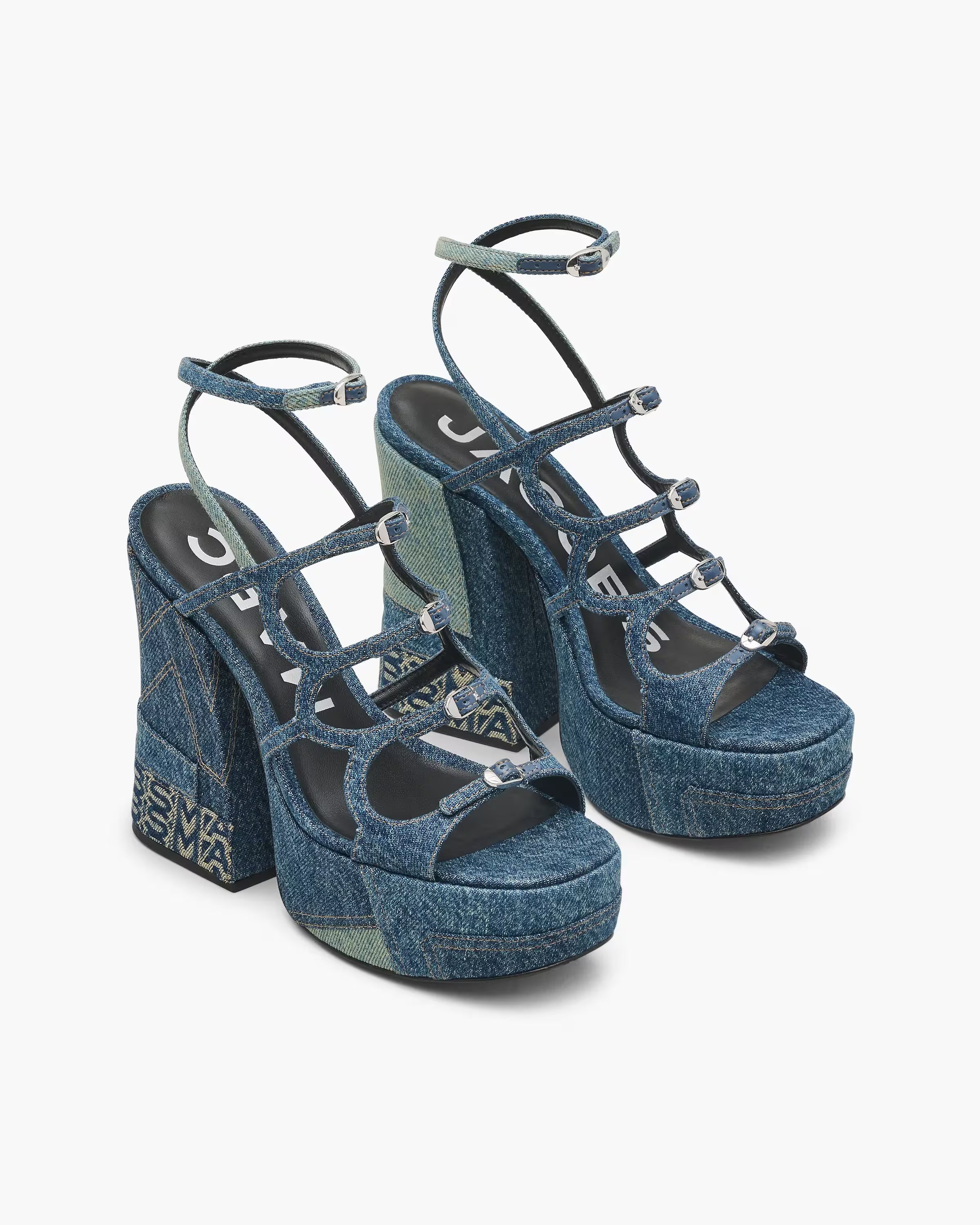 Marc Jacobs The Deconstructed Denim Kiki Platform Sandal Indigo Multi