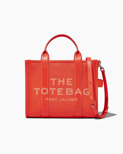 Marc Jacobs The Leather Medium Tote Bag Electric Orange