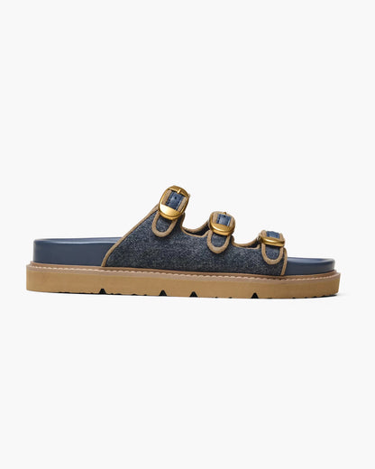 Marc Jacobs The Denim Suede Kiki Slide Dark Wash Indigo