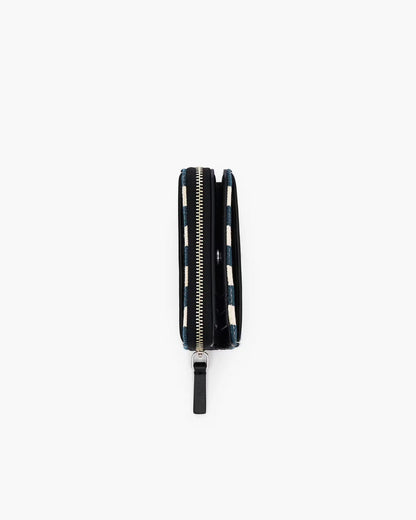 Marc Jacobs The Stripe Canvas Mini Compact Wallet Blue Sea Multi