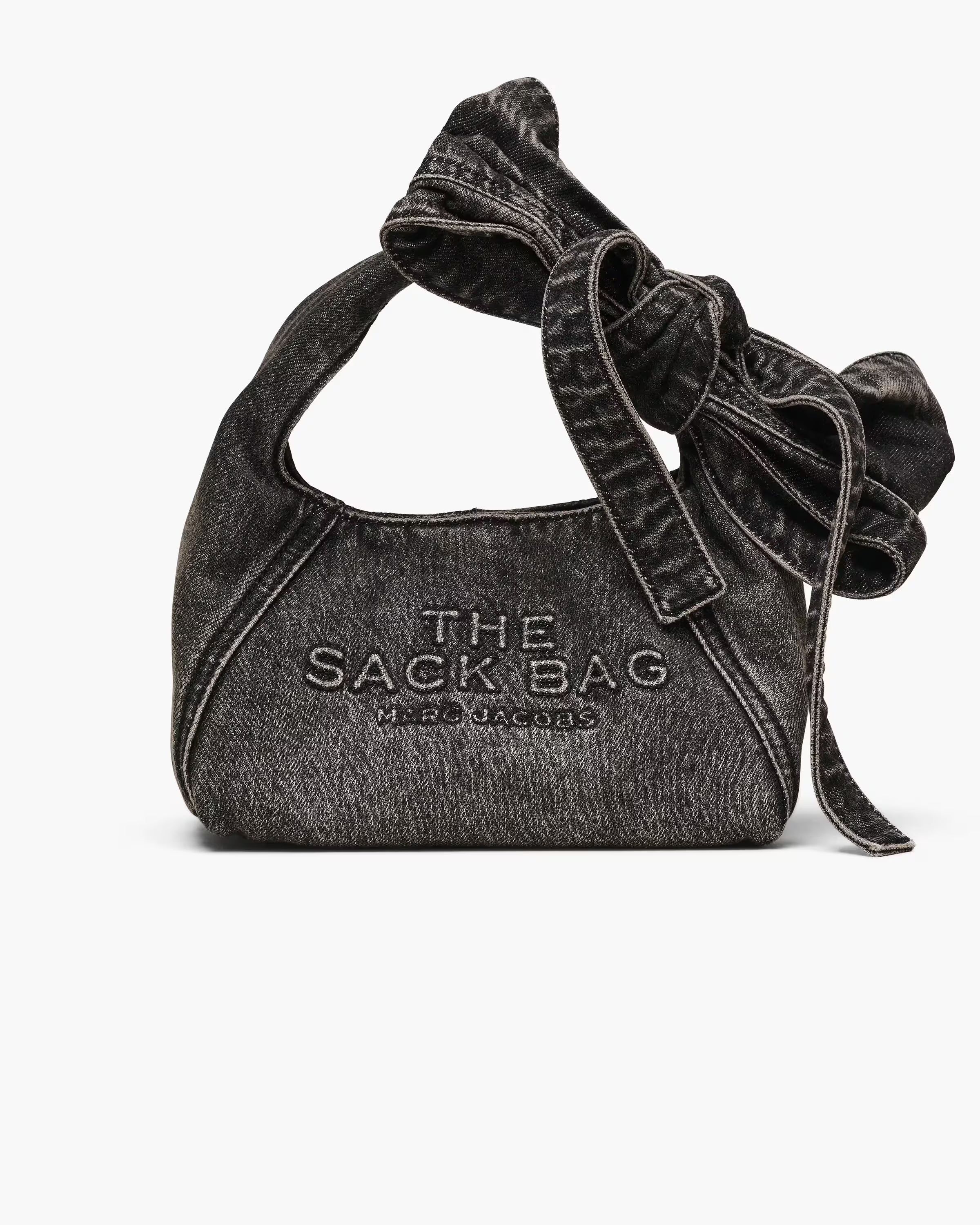 Marc Jacobs The Bow Denim Mini Sack Bag Black Wash