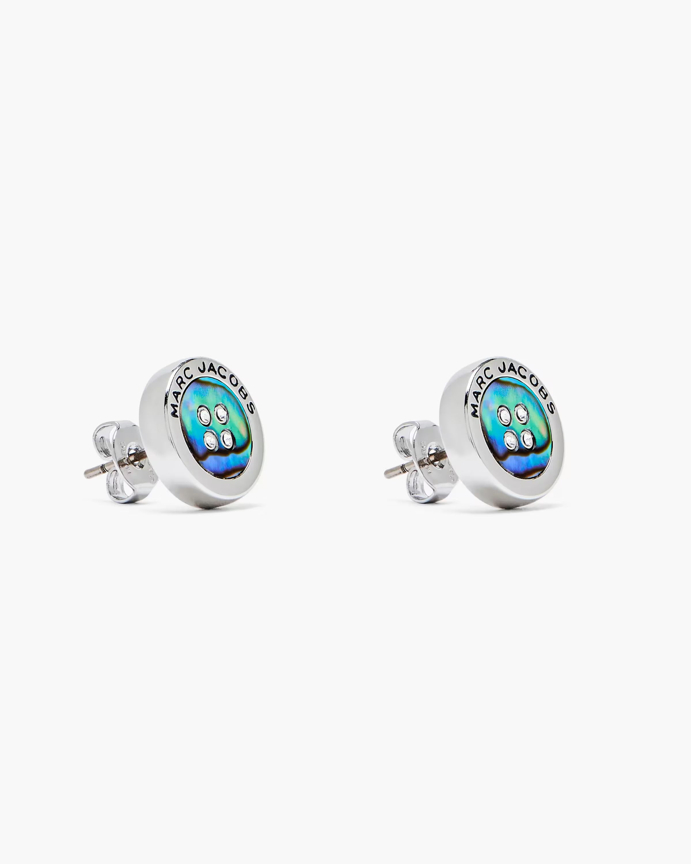 Marc Jacobs The Button Abalone Stud Earrings Silver/Abalone